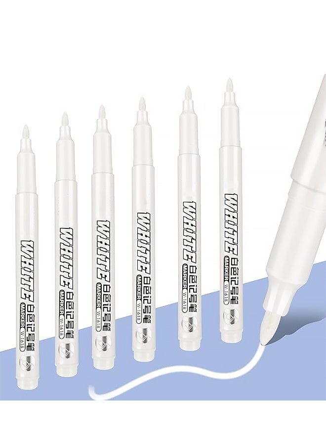 6 Pcs White Marker Paint Pens,for Wood, Water-Based White Markers for Art Projects Drawing, Rock, Stone, Ceramic, Glass, Wood, Plastic, Metal DIY - Image 1